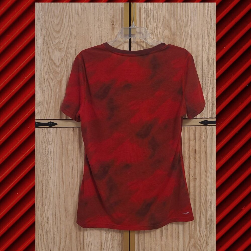 NC State Adidas Climalite V-Neck Tee – Size L | Red Tie-Dye Wolfpack Shirt - Picture 3 of 8